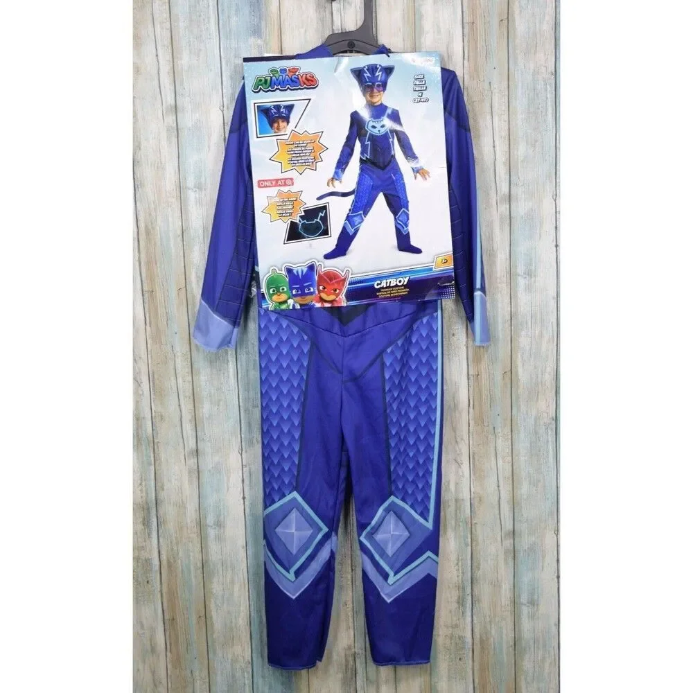 PJ Masks Catboy Halloween Costume Toddler Size M 3-4T Jumpsuit W/ Headpiece Tail